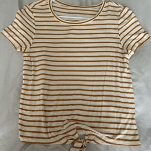 American eagle yellow striped cropped tshirt